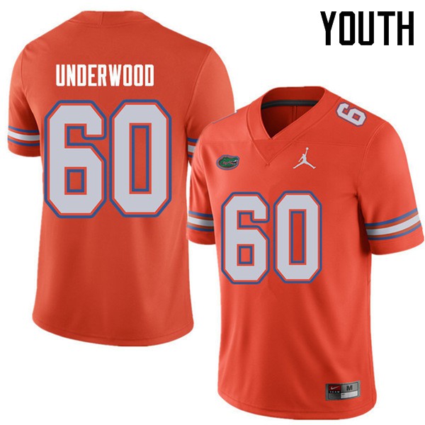 Jordan Brand Youth #60 Houston Underwood Florida Gators College Football Jerseys Orange